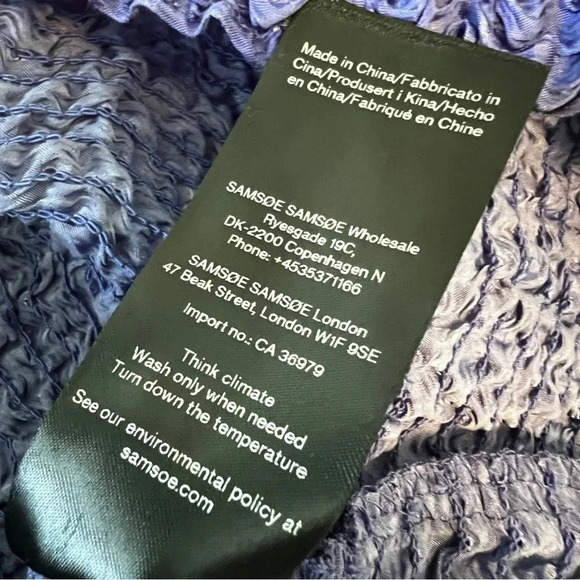 SAMSOE SAMSOE Bianca long sleeve crinkle keyhole mini dress periwinkle Large - Picture 5 of 10